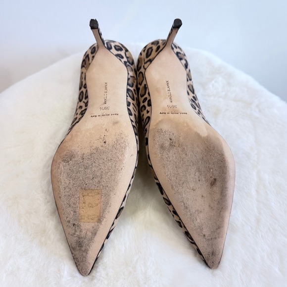 Manolo Blahnik BB 70 Leopard Suede Pump EU 39.5 US 8.5 Original Box Worn Once - Picture 8 of 8
